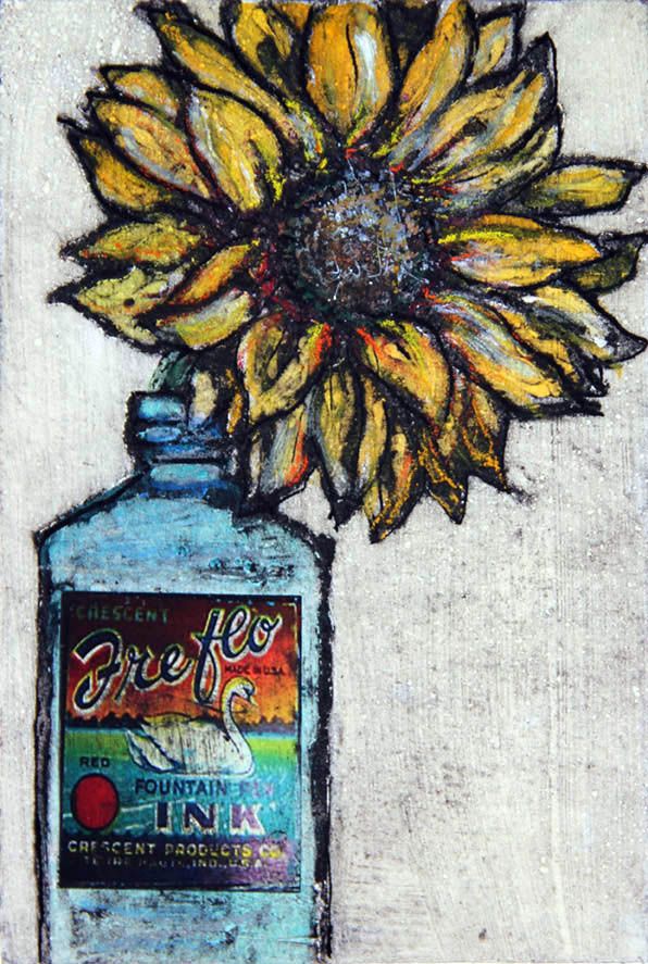 Sunflower in a Bottle by Vicky Oldfield