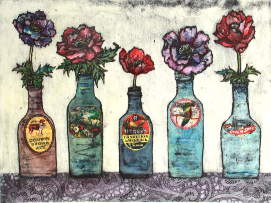 Vintage bottles by Vicky Oldfield