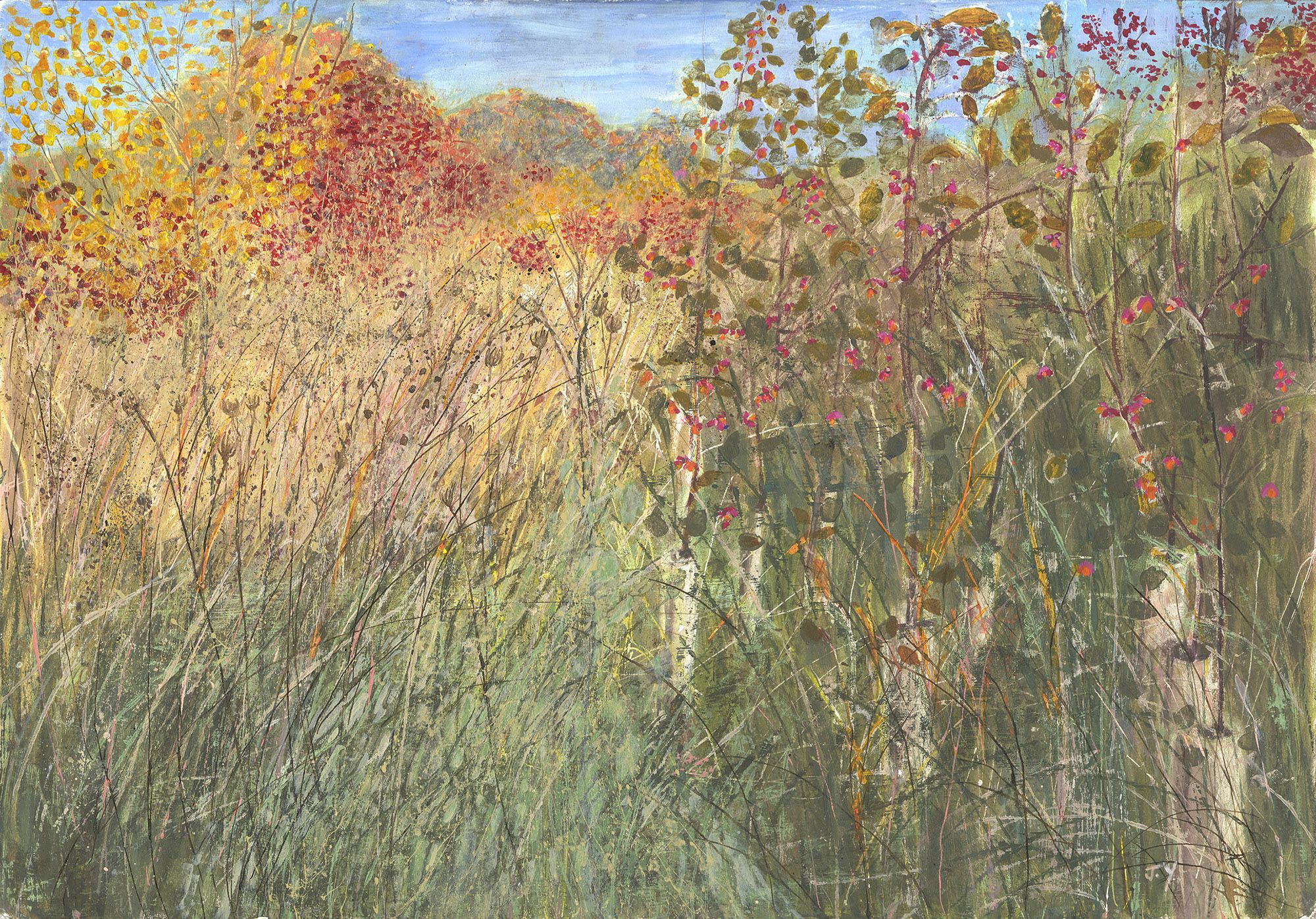 Woodland Margin with spindle berries by Judith Yarrow