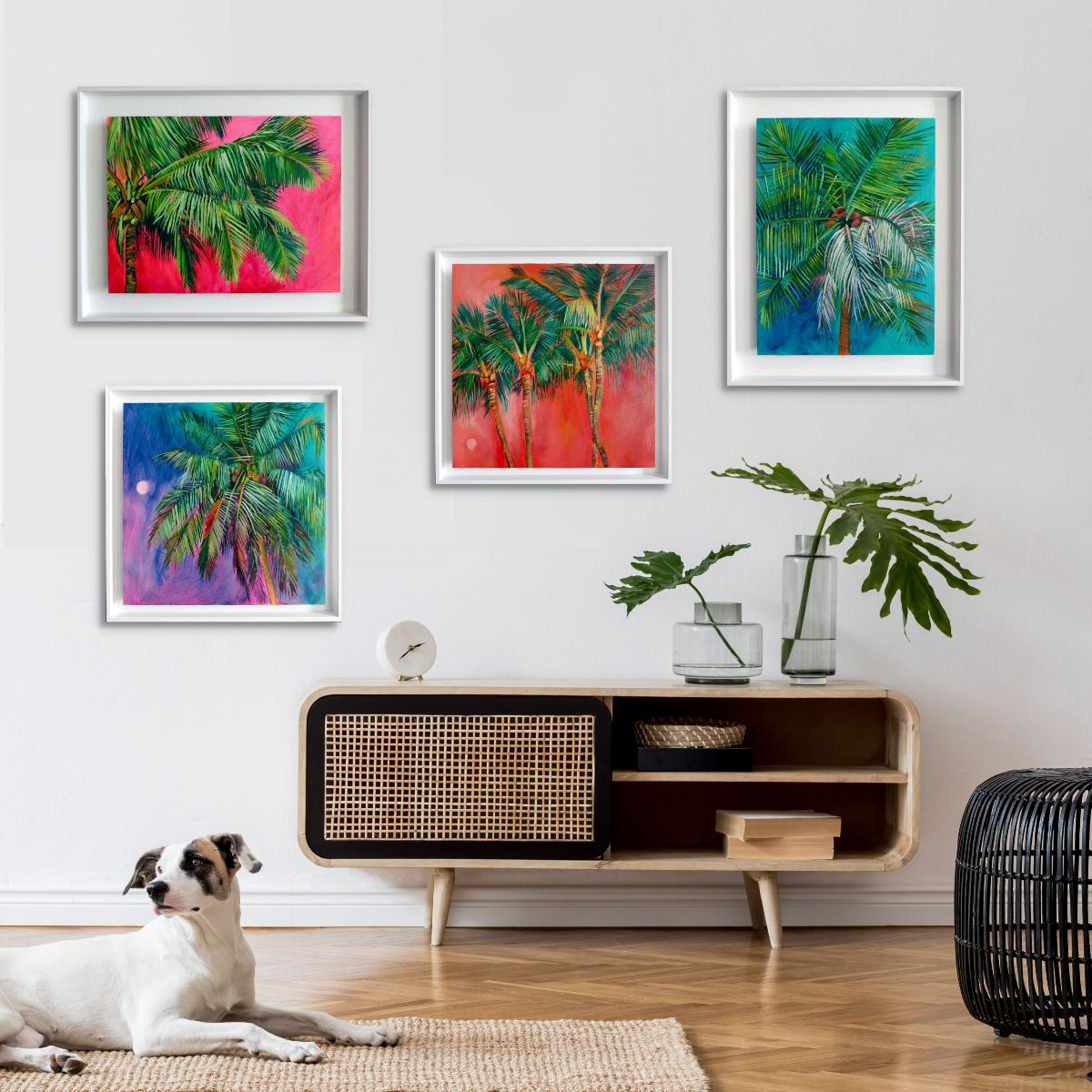 Set Of Four Palm Tree Paintings by Alanna Eakin - Secondary Image